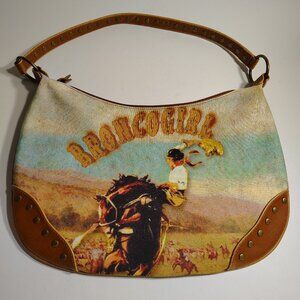 Vintage Far Nine Bronco Girl Hobo Handbag Cowgirl Western Studded Equestrian